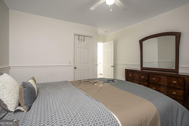 bedroom with a closet and ceiling fan