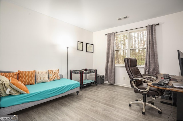 office space featuring light hardwood / wood-style floors