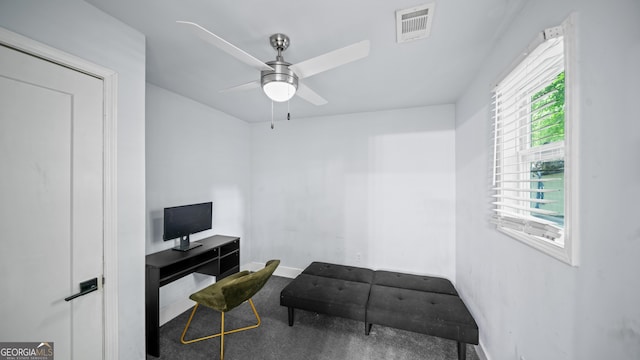 office area featuring ceiling fan