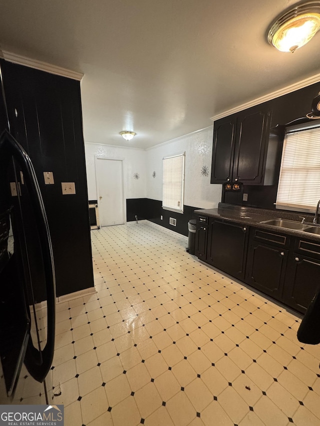 kitchen featuring crown molding and sink