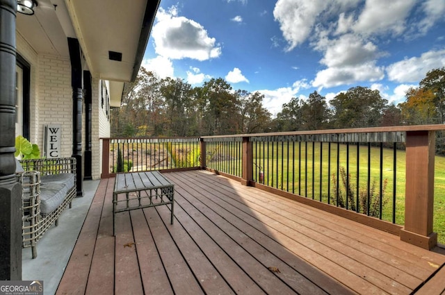 deck with a lawn