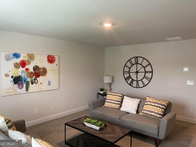 living room with carpet flooring