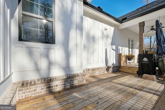 view of patio / terrace with a ceiling fan