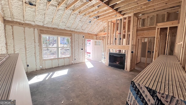 unfurnished living room with a fireplace