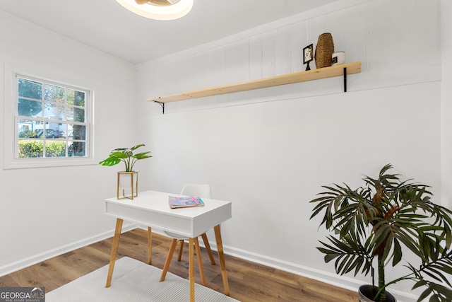 office featuring hardwood / wood-style floors