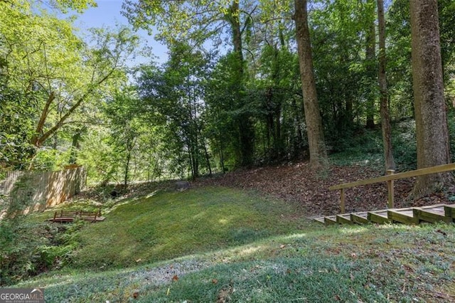 view of yard featuring fence