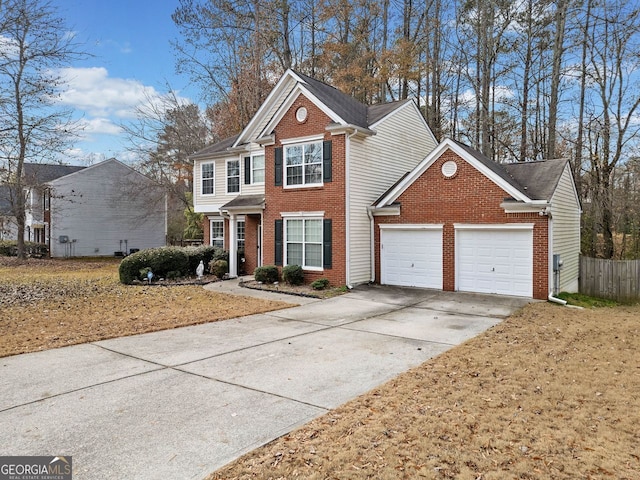 view of front property with a garage