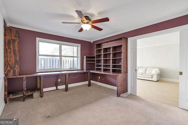 6851 Roswell Rd Unit D14, Atlanta, GA 30328 - unfurnished office with a ceiling fan, carpet, and ornamental molding