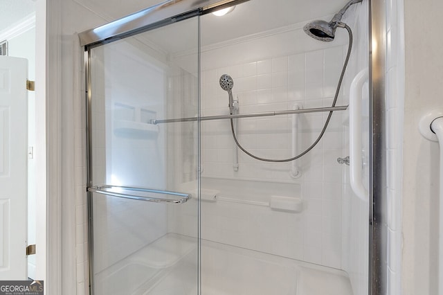 6851 Roswell Rd Unit D14, Atlanta, GA 30328 - full bath with a stall shower and ornamental molding