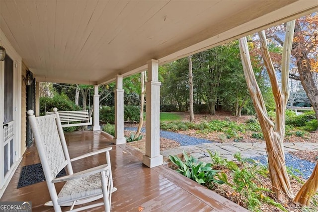 wooden deck with covered porch