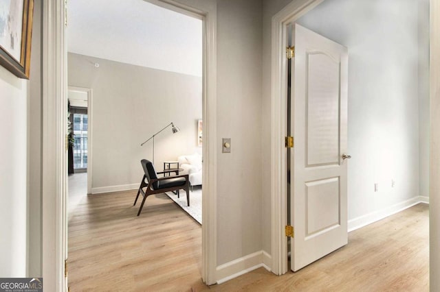 hall featuring light hardwood / wood-style flooring