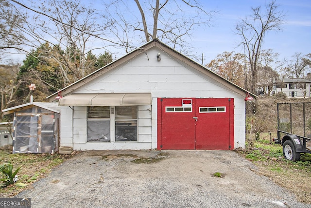 view of garage