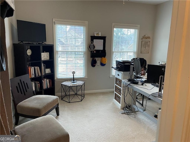 carpeted home office featuring a healthy amount of sunlight