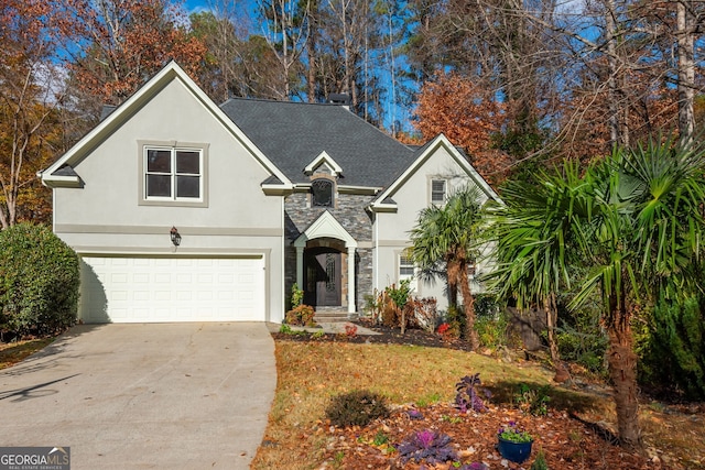 view of property featuring a garage