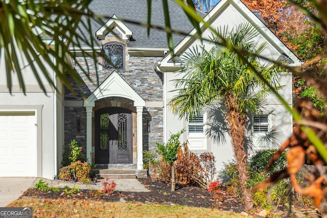 entrance to property with a garage