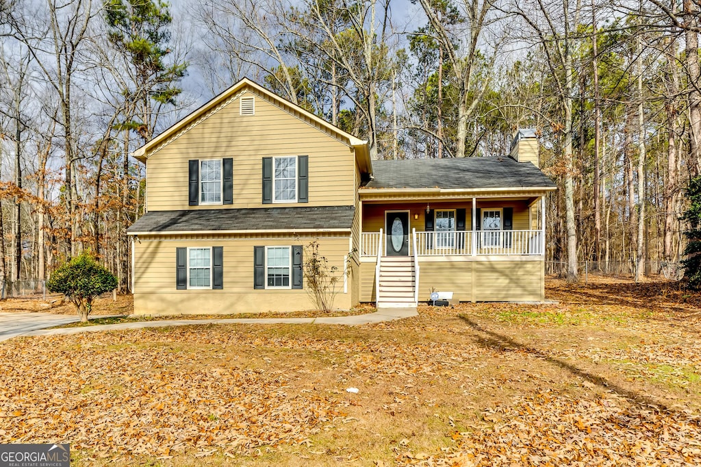 view of front of property featuring a porch