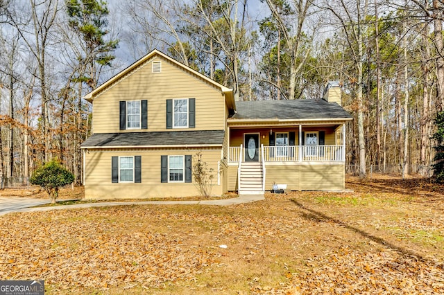 view of front of property featuring a porch