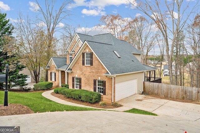 view of side of home with a garage