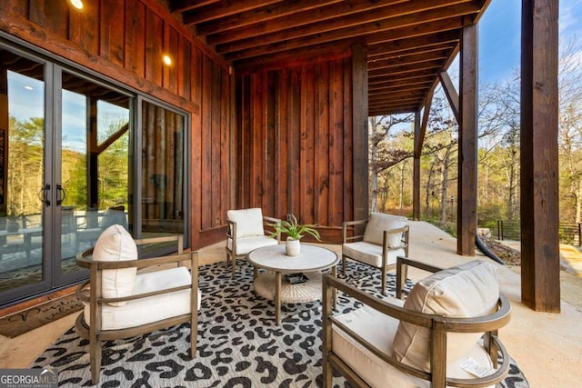 view of patio / terrace with french doors and an outdoor hangout area