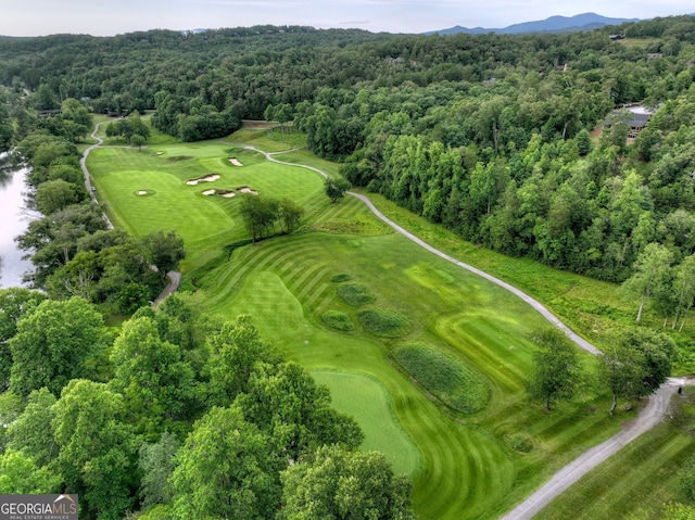 drone / aerial view with a mountain view