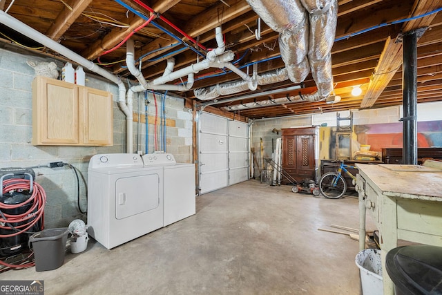 garage featuring separate washer and dryer