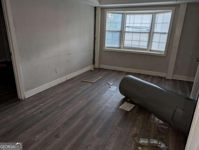 interior space with dark wood-type flooring