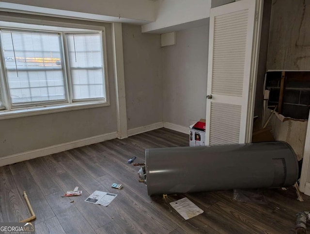 interior space with dark wood-type flooring