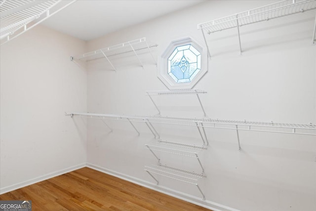 spacious closet featuring hardwood / wood-style floors