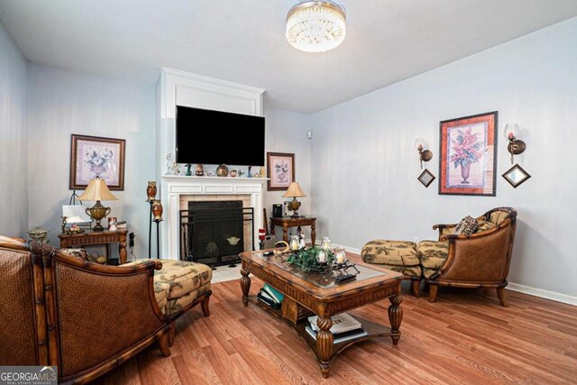 living room with light wood-type flooring