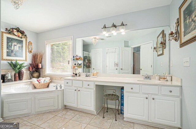 bathroom with vanity and a bathtub