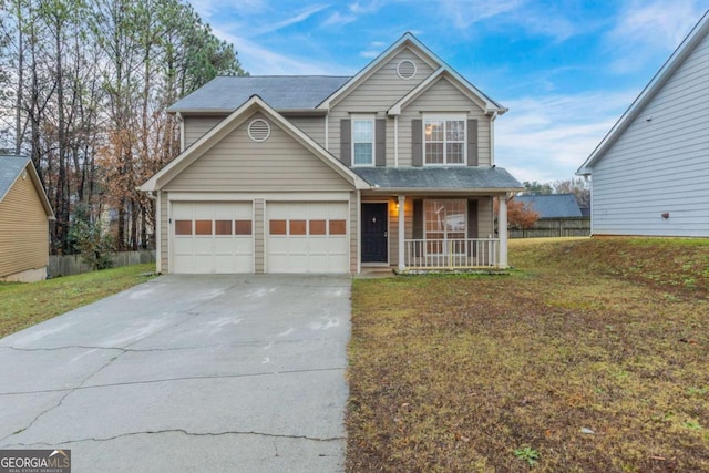 front of property with a porch and a front yard