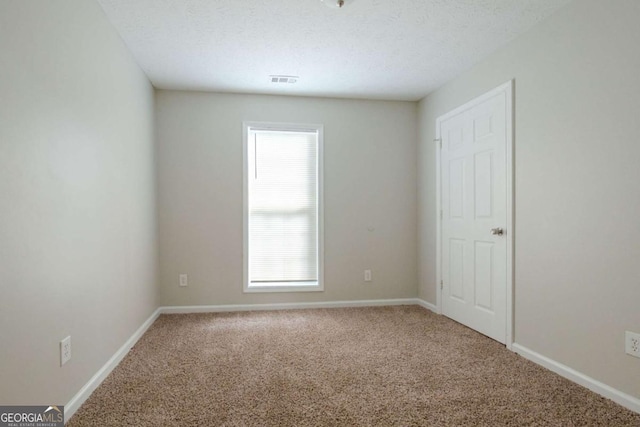 unfurnished room featuring carpet flooring, a textured ceiling, and a wealth of natural light