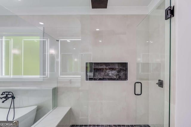 2626 Sardis Way, Buford, GA 30519 - full bathroom featuring a shower stall and a soaking tub