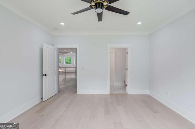 2626 Sardis Way, Buford, GA 30519 - empty room with light wood-style flooring, recessed lighting, ceiling fan, and baseboards