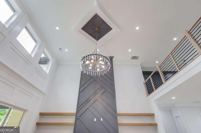 2626 Sardis Way, Buford, GA 30519 - detailed view of recessed lighting, ornamental molding, and a chandelier
