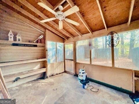 storage room with ceiling fan