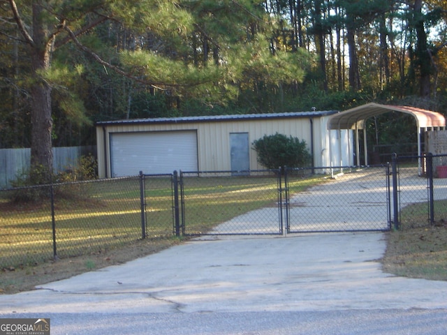 exterior space with a yard and a carport