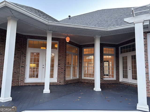 doorway to property featuring french doors