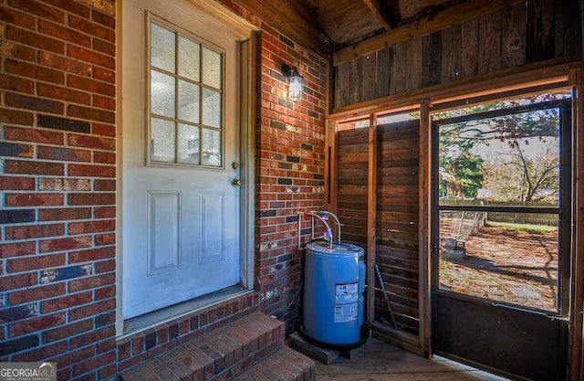 entrance to property with water heater