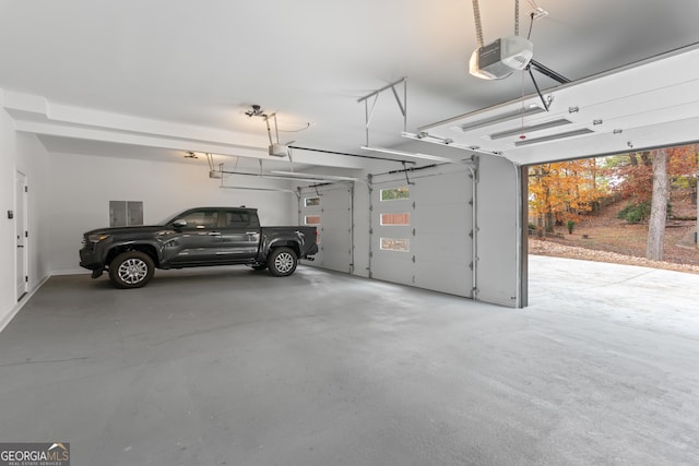 garage with a garage door opener