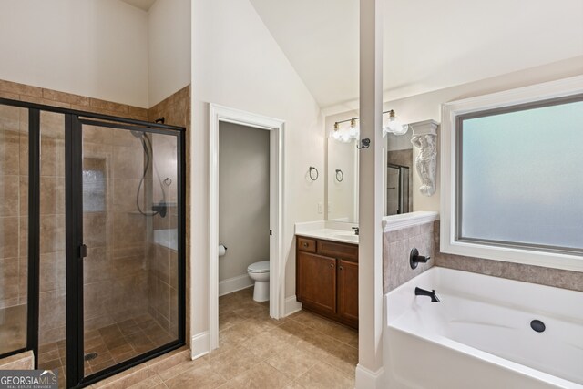 additional living space featuring light carpet and vaulted ceiling