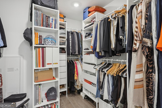 spacious closet featuring light hardwood / wood-style floors