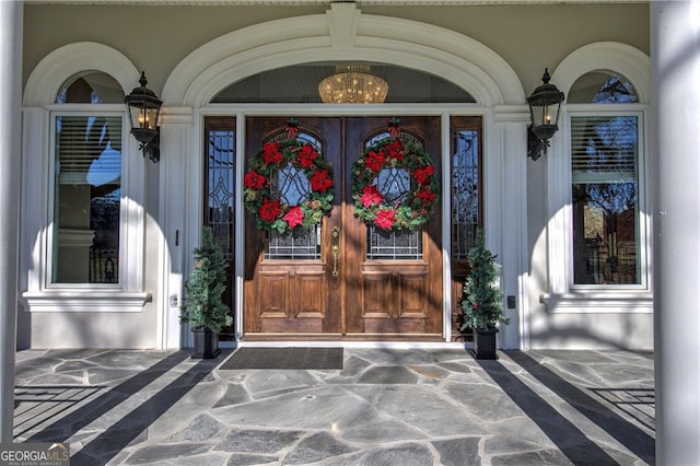 view of exterior entry with french doors