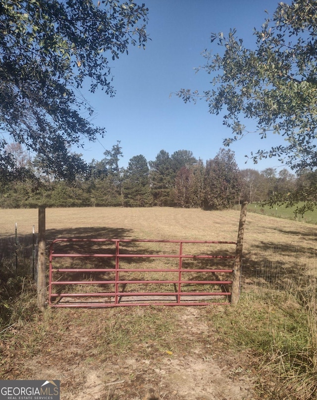 view of gate with a rural view