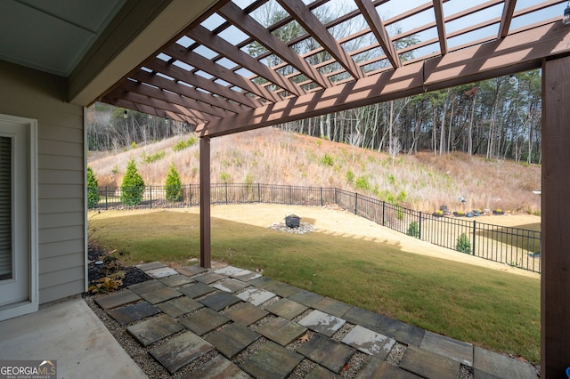 view of patio with a pergola