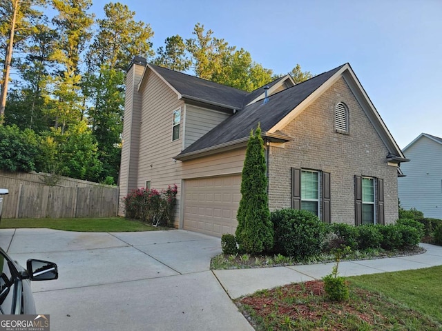 view of property exterior featuring a garage