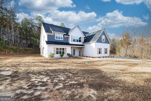 view of modern inspired farmhouse