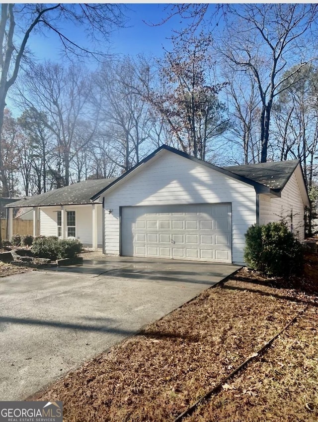 exterior space featuring a garage