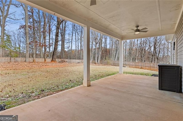 view of patio with ceiling fan