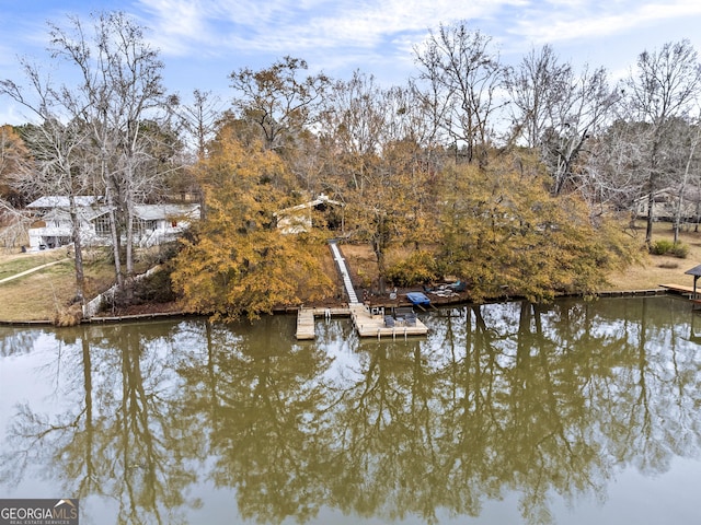 view of dock featuring a water view